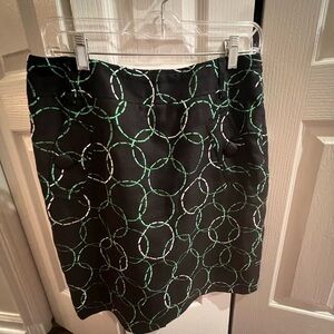 Eccoci Black and Green Pencil Skirt, size 6